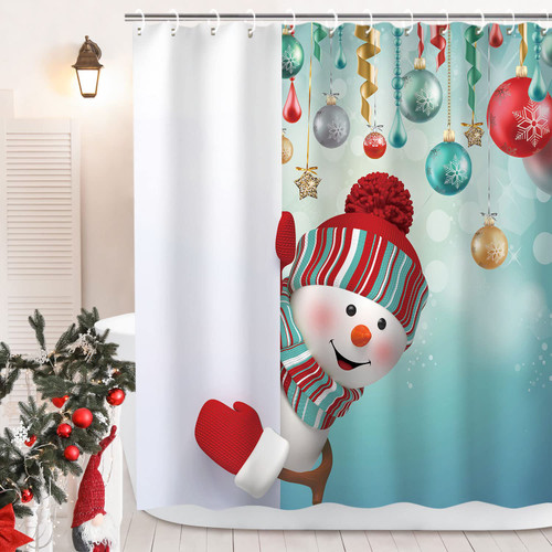 RosieLily Christmas Shower Curtain, Snowman Shower Curtains for Bathroom, Xmas Shower Curtain, Holiday Merry Christmas Waterproof Polyester Fabric Bath Curtain 72 Inches with Hooks RosieLily Christmas Shower Curtain, Snowman Shower Curtains for Bathroom, Xmas Shower Curtain, Holiday Merry Christmas Waterproof Polyester Fabric Bath Curtain 72 Inches with Hooks