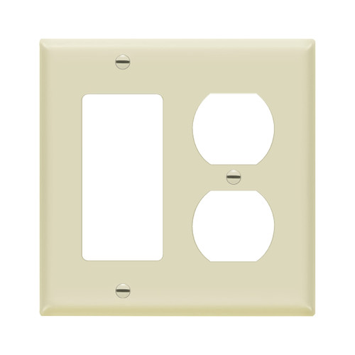ENERLITES Combination Duplex Receptacle Outlet/Decorator Rocker Light Switch Wall Plate Cover, Standard Size 2-Gang 4.50" x 4.57", Polycarbonate Thermoplastic, UL Listed, 882131-A, Almond ENERLITES Combination Duplex Receptacle Outlet/Decorator Rocker Light Switch Wall Plate Cover, Standard Size 2-Gang 4.50" x 4.57", Polycarbonate Thermoplastic, UL Listed, 882131-A, Almond