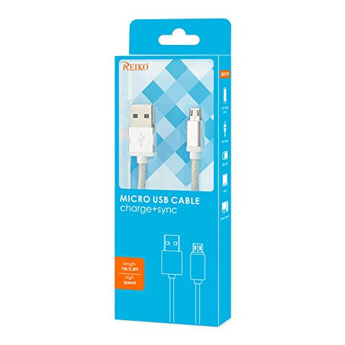 Reiko Nylon Braided Micro USB 2.0 Charging & Sync Data Cable, 3.3' for Android Phone - Silver