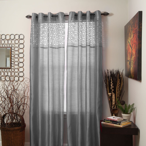 Lavish Home Alla Grommet Curtain Panel, 84-Inch, Grey