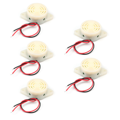 Fielect 5Pcs Active Piezo Buzzer DC12V 100dB Electronic Buzzer Alarm Sounder Intermittent Sound Beep Speaker 2.3x1.9cm