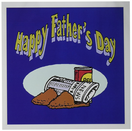 3dRose Happy Fathers Day with Newpaper, Slippers and Beer - Greeting Cards, 6 x 6 inches, set of 6 (gc_50751_1)