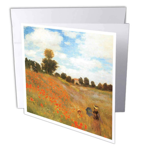 3dRose Poppy Field at Argenteuil by Claude Monet, 1873 - Greeting Cards, 6 x 6 inches, set of 6 (gc_126569_1)