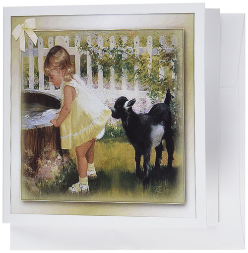 3dRose Billy goat and little girl art - Greeting Cards, 6 x 6 inches, set of 6 (gc_167219_1) 3dRose Billy goat and little girl art - Greeting Cards, 6 x 6 inches, set of 6 (gc_167219_1)