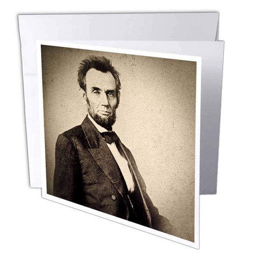 3dRose Abraham Lincoln Stereoview Card Sepia - Greeting Cards, 6 x 6 inches, set of 12 (gc_77398_2)