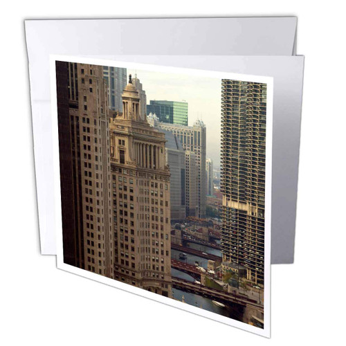 3dRose Chicago River, Michigan Avenue, Chicago, Illinois - US14 BFR0013 - Bernard Friel - Greeting Cards, 6 x 6 inches, set of 12 (gc_90146_2)