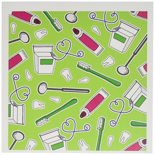3dRose Cute Dentist Dental Hygienist Print Green - Greeting Cards, 6 x 6 inches, set of 12 (gc_165820_2)