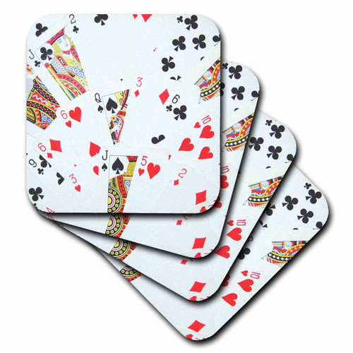 3dRose CST_112895_3 Playing Cards Photography Deck Cards Photo Gift for Poker Bridge and Other Card Game Players-Ceramic Tile Coasters, Set of 4