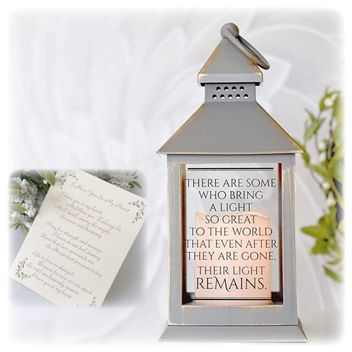 Celebration of Life Decorations and Gifts, Memorial Lantern with Candle, Sympathy Gift with Condolences Card for Funeral, Memorial Service, in Loving Memory of Loved One Gifts for The Grieving