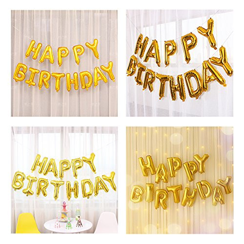 Happy Birthday Balloons, Aluminum Foil Banner Balloons for Birthday Party Decorations and Supplies