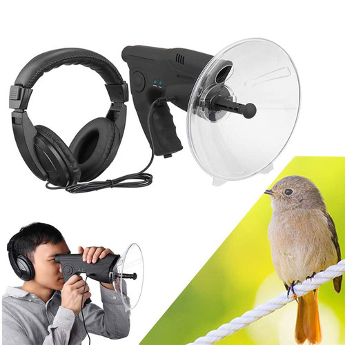 WANLN Parabolic Microphone Monocular, Sound Amplifier Ear Bionic and Birds Observing Telescope, Nature Observing and Long Range Listening Digital Device