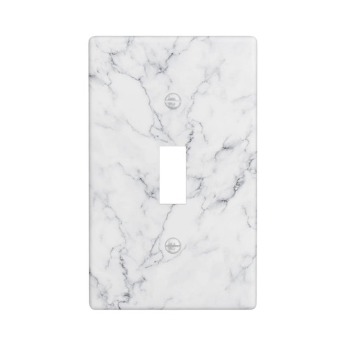 Marble Grey White Light Switch Cover Single Toggle Decorative 1 Gang Wall Plate for Kitchen Playrooms Farmhouses Bathrooms Faceplate Covers Standard Size 2.76 x 4.5 in