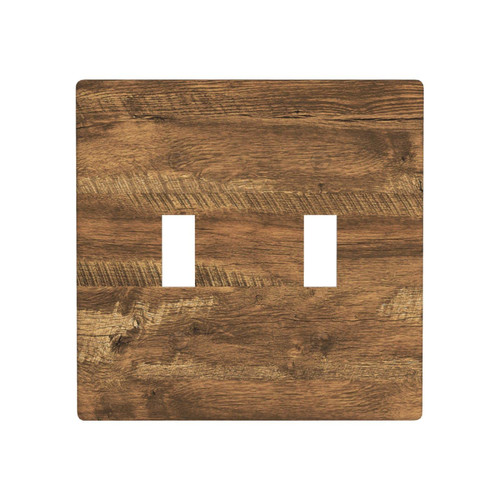 Rustic Brown Wood Print Double Toggle Light Switch Cover Decorative Farmhouse 2 Gang Wall Plate for Electrical Outlet Cover Plate for Bathroom Bedroom Kitchen Office Decor Accessories