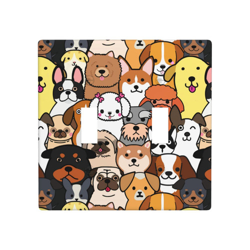 Cartoon Dog Animal Double Toggle Light Switch Cover Decorative Wall Plates Decorator 2 Gang Lightswitch Faceplate 4.5 x 4.5 Inch Cartoon Dog Animal Double Toggle Light Switch Cover Decorative Wall Plates Decorator 2 Gang Lightswitch Faceplate 4.5 x 4.5 Inch
