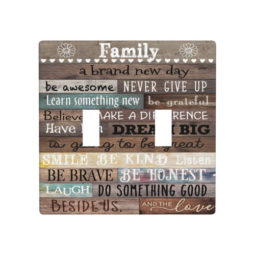 Rustic Inspirational Quotes Light Switch Cover 2 Gang Double Toggle Wall Plate Country Farmhouse Decorative Electrical Faceplate for Kitchen Bathroom Home Decor Accessories 4.5" x 4.5"