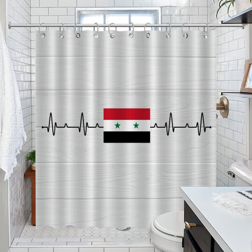 Syria Bathroom Shower Curtain Medical Diagram Cardiologist Shower Curtain for Bathroom Home Bathroom Decorations Polyester Vintage Bathroom Shower Curtain Sets with Rustproof Grommet Holes 72x84
