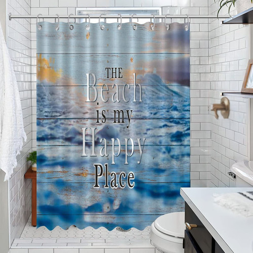 Nautical Beach Ocean Theme Underwater Starfish Modern Bathroom Curtain Shells Starfish Beach Coastal Bathroom Shower Curtain for Bathroom Polyester Bathroom Shower Curtain Sets Machine Washable 47x70