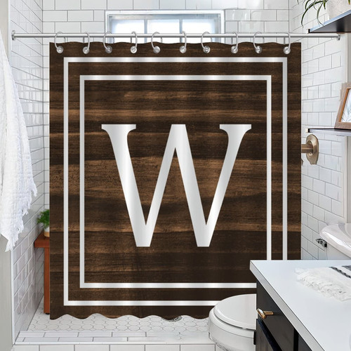 COVOME Bath Curtain Initial Letter W Monogram Bathroom Curtain English Alphabet Monogrammed Decorative Shower Curtain Bathroom Decor 72x84 Inch