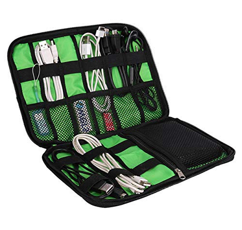 Whispex Travel Universal Cable Organizer Electronics Accessories Cases for Phone, Various USB, Cable and Charger (Black)