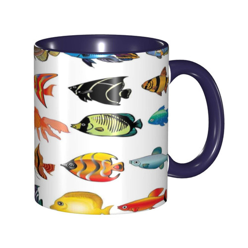 LIGUTARS Coffee Mug, Tropical Animals Personalized Mug, Vivid Colored Fishes, 11oz, For Warm Drinks and Everyday, Multicolor