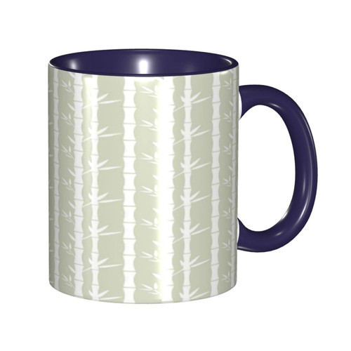 LIGUTARS Coffee Mug, Tropical Personalized Mug, Rainforest Tree Bamboo Branches Leaves Texture, 11oz, For Warm Drinks and Everyday, Eggshell White