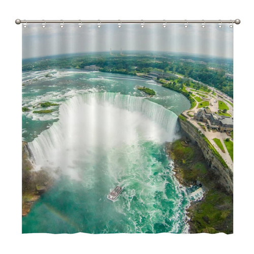 Shower Curtains Niagara Falls Aerial Skyline Shot 72 x 72 Inch Shower Curtain Set with 12 Hooks Home Bathroom Bathtubs Decor Polyester Fabric Machine Washable Durable