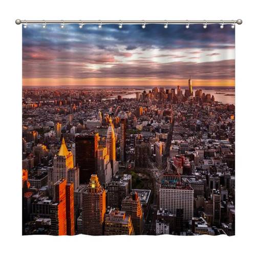 Shower Curtains Aerial View of The Skyline at Sunset 72 x 72 Inch Shower Curtain Set with 12 Hooks Home Bathroom Bathtubs Decor Polyester Fabric Machine Washable Durable Shower Curtains Aerial View of The Skyline at Sunset 72 x 72 Inch Shower Curtain Set with 12 Hooks Home Bathroom Bathtubs Decor Polyester Fabric Machine Washable Durable
