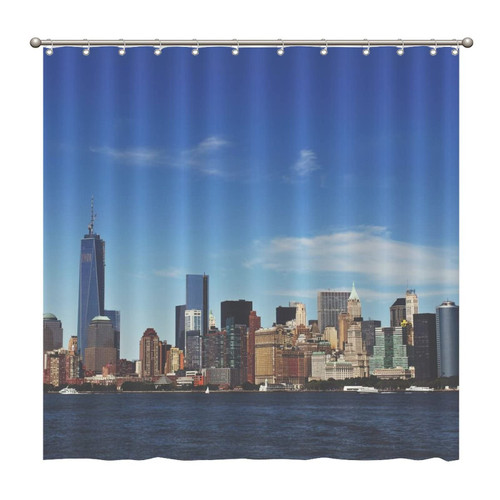 Shower Curtains New York Buildings New York City 72 x 72 Inch Shower Curtain Set with 12 Hooks Home Bathroom Bathtubs Decor Polyester Fabric Machine Washable Durable