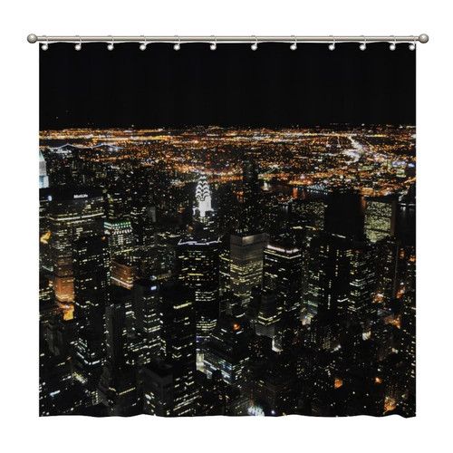 Shower Curtains New York Skyline City Building 72 x 72 Inch Shower Curtain Set with 12 Hooks Home Bathroom Bathtubs Decor Polyester Fabric Machine Washable Durable