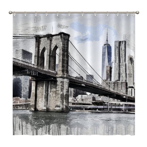 Shower Curtains City Skyline Skyline Cityscape USA 72 x 72 Inch Shower Curtain Set with 12 Hooks Home Bathroom Bathtubs Decor Polyester Fabric Machine Washable Durable