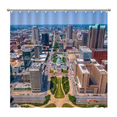 Shower Curtains St. Louis, Missouri, USA Downtown Skyline 72 x 72 Inch Shower Curtain Set with 12 Hooks Home Bathroom Bathtubs Decor Polyester Fabric Machine Washable Durable