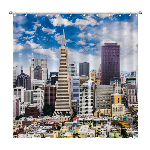 Shower Curtains San Francisco, California 72 x 72 Inch Shower Curtain Set with 12 Hooks Home Bathroom Bathtubs Decor Polyester Fabric Machine Washable Durable