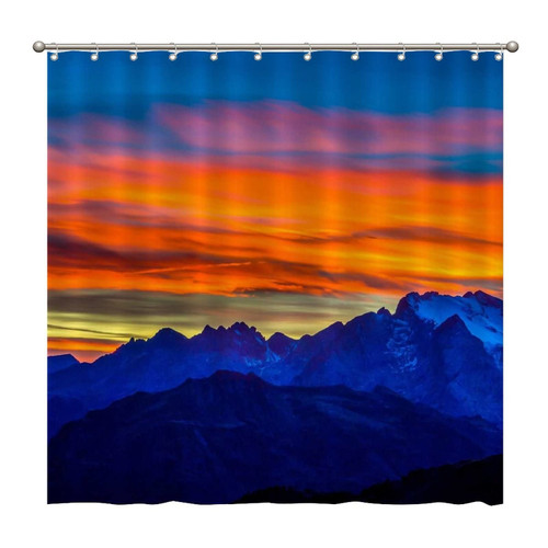 Shower Curtains Mountain Peak Sunset Landscape 72 x 72 Inch Shower Curtain Set with 12 Hooks Home Bathroom Bathtubs Decor Polyester Fabric Machine Washable Durable