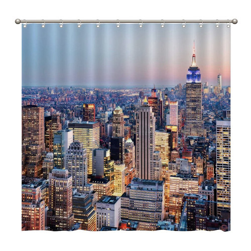 Shower Curtains New York City 72 x 72 Inch Shower Curtain Set with 12 Hooks Home Bathroom Bathtubs Decor Polyester Fabric Machine Washable Durable