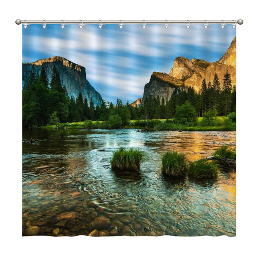 Shower Curtains Valley View Yosemite 72 x 72 Inch Shower Curtain Set with 12 Hooks Home Bathroom Bathtubs Decor Polyester Fabric Machine Washable Durable Shower Curtains Valley View Yosemite 72 x 72 Inch Shower Curtain Set with 12 Hooks Home Bathroom Bathtubs Decor Polyester Fabric Machine Washable Durable