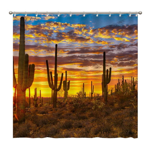 Shower Curtains Sunset in The Sonoran Desert 72 x 72 Inch Shower Curtain Set with 12 Hooks Home Bathroom Bathtubs Decor Polyester Fabric Machine Washable Durable Shower Curtains Sunset in The Sonoran Desert 72 x 72 Inch Shower Curtain Set with 12 Hooks Home Bathroom Bathtubs Decor Polyester Fabric Machine Washable Durable