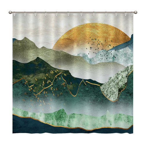 Shower Curtains The Green Golden Mountains by Sunset 72 x 72 Inch Shower Curtain Set with 12 Hooks Home Bathroom Bathtubs Decor Polyester Fabric Machine Washable Durable Shower Curtains The Green Golden Mountains by Sunset 72 x 72 Inch Shower Curtain Set with 12 Hooks Home Bathroom Bathtubs Decor Polyester Fabric Machine Washable Durable