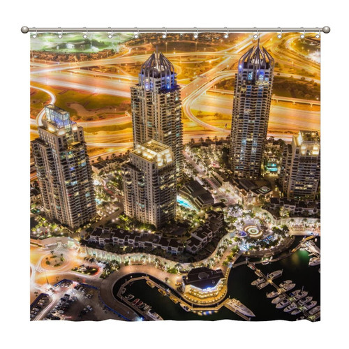 Shower Curtains Dubai United Arab Emirates 72 x 72 Inch Shower Curtain Set with 12 Hooks Home Bathroom Bathtubs Decor Polyester Fabric Machine Washable Durable