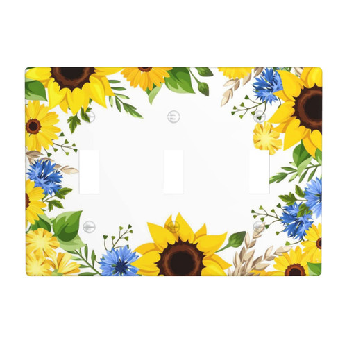 Sunflower 3 Gang Wall Plate Triple Toggle Light Switch Cover Decorative Yellow Flower Electrical Outlet Cover Plates for Kids Bedroom Kitchen Bathroom Sunflower 3 Gang Wall Plate Triple Toggle Light Switch Cover Decorative Yellow Flower Electrical Outlet Cover Plates for Kids Bedroom Kitchen Bathroom