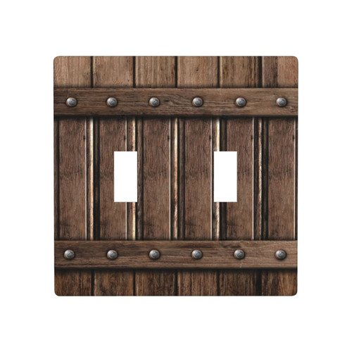Farmhouse Rustic Wood Print Light Switch Cover Double Toggle Wall Plate Decorative 2 Gang Brown Vintage Electrical Faceplate for Kitchen Bathroom Office Accessories Decor 4.5 x 4.5 In (Plastic) Farmhouse Rustic Wood Print Light Switch Cover Double Toggle Wall Plate Decorative 2 Gang Brown Vintage Electrical Faceplate for Kitchen Bathroom Office Accessories Decor 4.5 x 4.5 In (Plastic)
