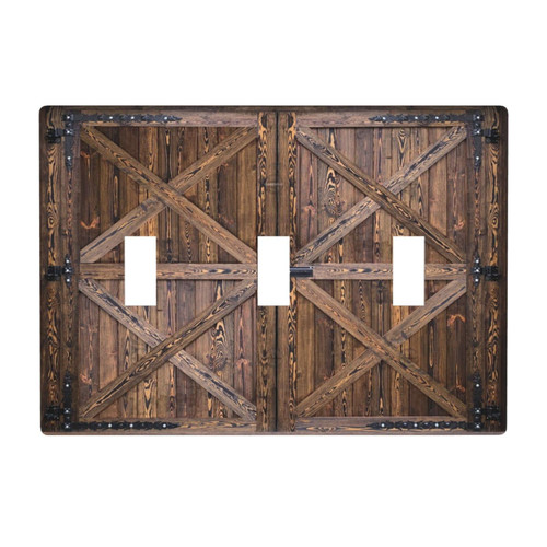 Farmhouse Wood Print Light Switch Plate Covers 3 Gang Decorative Barn Door Country Rustic Wall Plates Triple Toggle Plastic Faceplate Outlet Covers for Bathroom Kitchen Bedroom Farmhouse Wood Print Light Switch Plate Covers 3 Gang Decorative Barn Door Country Rustic Wall Plates Triple Toggle Plastic Faceplate Outlet Covers for Bathroom Kitchen Bedroom
