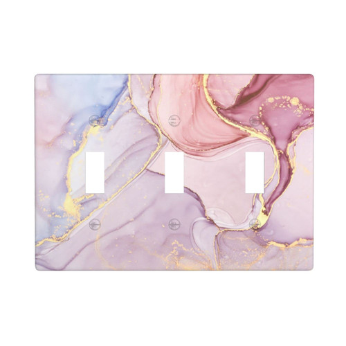 XRELZRS Pink Abstract Marble Triple Light Switch Decorative 3 Gang Toggle Switch 4.50 x Pink Abstract Marble Wall Plate Triple Toggle Switch Plate Triple Toggle Wall Plate Triple Toggle Wall Plate