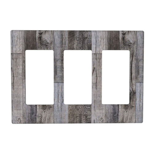 Rustic Wood Rocker Switch Plate Triple Decorator Light Switch Cover 3 Gang Wall Plates Farmhouse Decorative Outlet Cover 4.50 x 6.38 Inch
