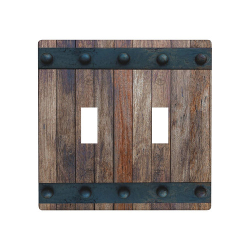 Rustic Wood Barn Door Print Light Switch Cover Decorative Double Toggle Farmhouse Brown Plastic Wall Plate Light Switch Plates for Bedroom Bathroom Kitchen 2 Gang Rustic Wood Barn Door Print Light Switch Cover Decorative Double Toggle Farmhouse Brown Plastic Wall Plate Light Switch Plates for Bedroom Bathroom Kitchen 2 Gang
