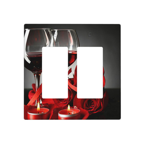 Red Wine Rose And Candle Light Switch Plates Decorative 2 Gang Decorator Wall Plate Switch Plate Cover,Receptacle Outlet Cover Size 4.50" X 4.57"Inch Red Wine Rose And Candle Light Switch Plates Decorative 2 Gang Decorator Wall Plate Switch Plate Cover,Receptacle Outlet Cover Size 4.50" X 4.57"Inch