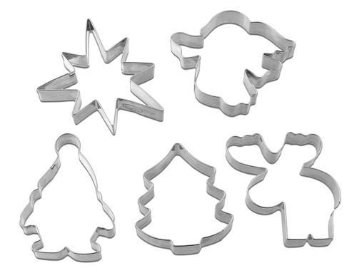 Dr.Oetker Cookie Cutter Christmas Set of 5 6-8 cm in Silver, Stainless Steel 8 x 8 x 3 cm