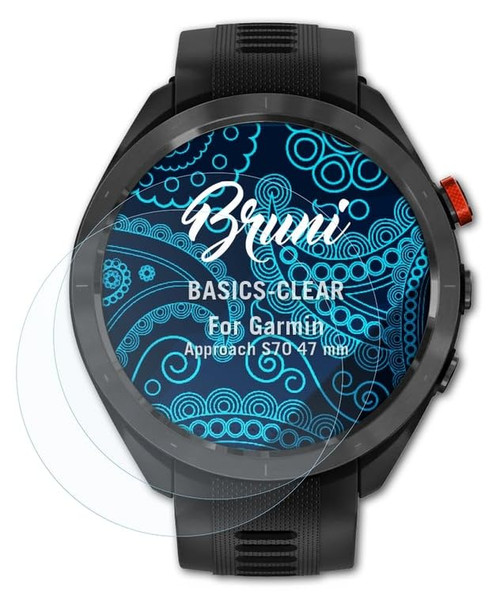 Bruni Screen Protector Compatible with Garmin Approach S70 47 mm Protector Film, Crystal Clear Protective Film (2X)