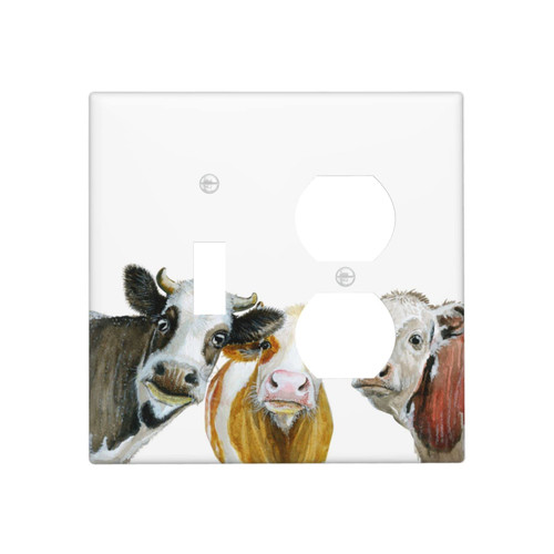 Cute Cow Farmhouse Double Combination 1 Toggle Duplex Receptacle Outlet Wall Plate Single Light Switch Cover 2 Gang for Girls Living Room Bedroom Bathroom Kitchen Decora Cute Cow Farmhouse Double Combination 1 Toggle Duplex Receptacle Outlet Wall Plate Single Light Switch Cover 2 Gang for Girls Living Room Bedroom Bathroom Kitchen Decora