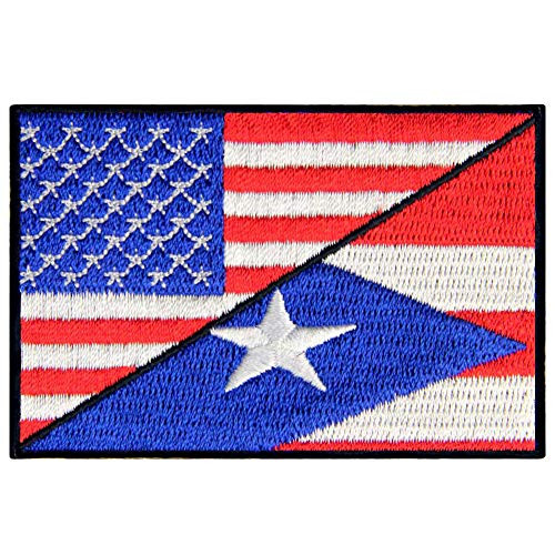 USA/Puerto Rico Flag Morale Patch Embroidered National Applique Iron On Sew On Emblem