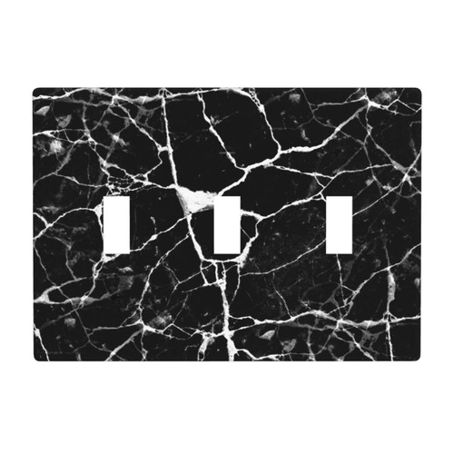Black Marble Print Funny Light Switch Cover Decorative Wall Plate Triple Toggle 3 Gang for Room Kitchen Living Women Bedroom Bathroom